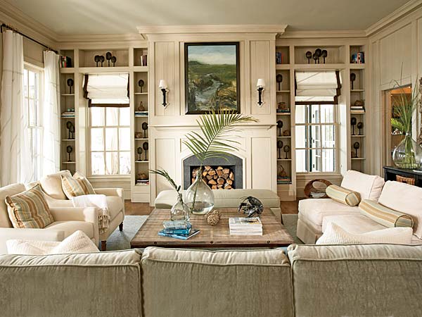 eclectic-living-room-decorating-ideas-neutral-beige-colors-fireplace ...