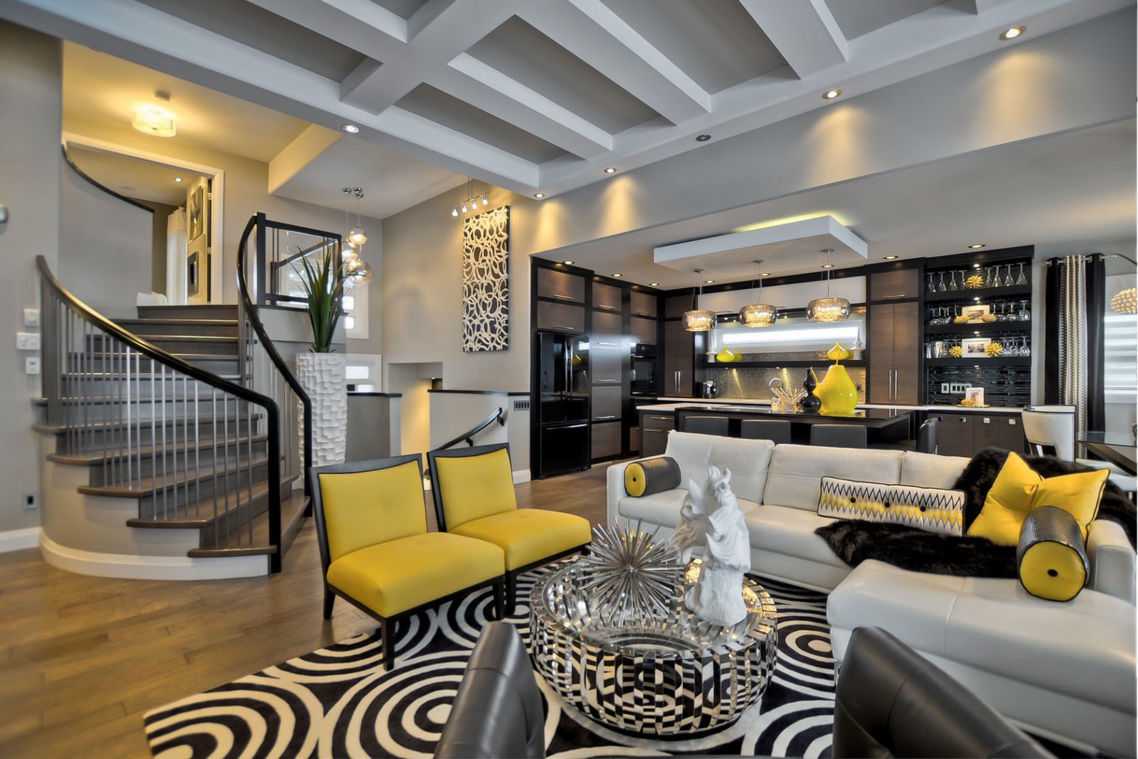 Black And White And Yellow Living Room Ideas