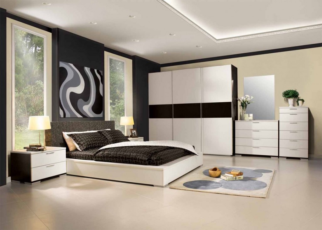 Transform your bedroom into a haven with a black and white color scheme.