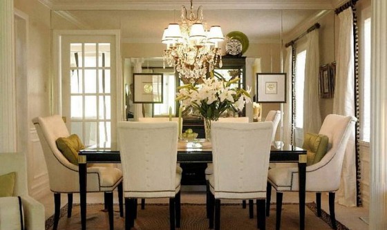 A dining room with a chandelier as inspiration.