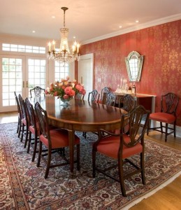 Use stencil to decorate wall of a formal room.
