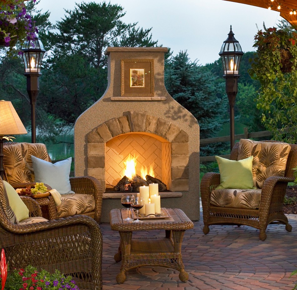 Wicker furniture on the outdoor patio.