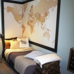 World Traveler-Themed Bedroom with World Map Wall Decor.