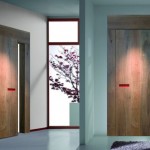 Indoor room with two wooden doors.
