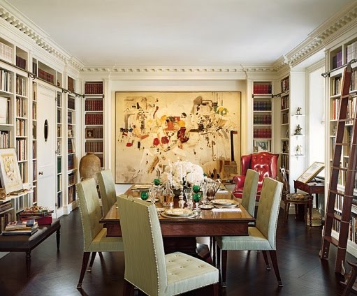 Alternate Uses for a Dining Room with Bookshelves.