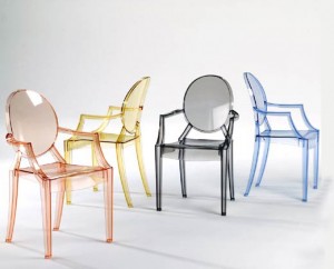 Versatile plastic chairs in a row.