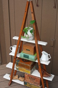 Creative DIY ladder shelves with books.