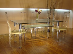 A versatile glass dining table.