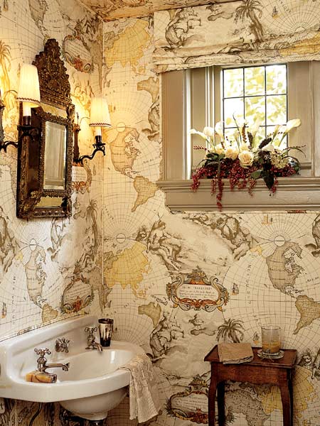 small-bathroom-decorating-ideas-map-wallpaper