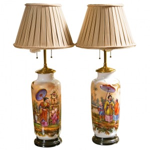 19c French Chinoiserie Porcelain Lamps, 1stdibs