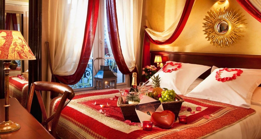 Creating a Romantic Bedroom in a Parisian Valentine's Day Hotel.