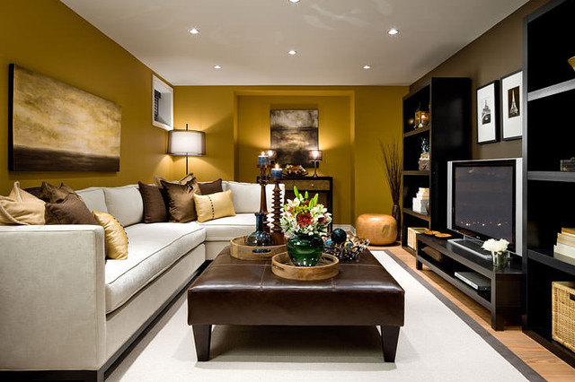 Creating a Cozy Living Space with yellow walls and brown furniture.