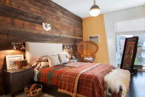 A wooden wall in a top bedroom color of 2015.