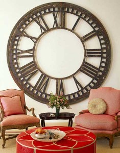 A clock in a living room.