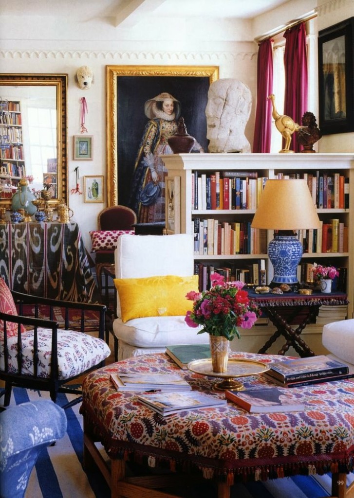 A global chic rug in the living room.