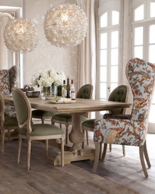 A dining room with chairs.