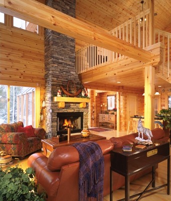 Open space at a premium in the log home (luxuryloghomescolorado)