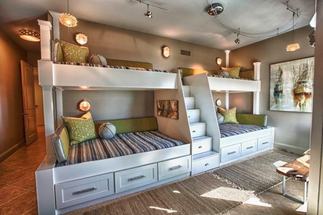 Bunk beds perfect for a recreation room