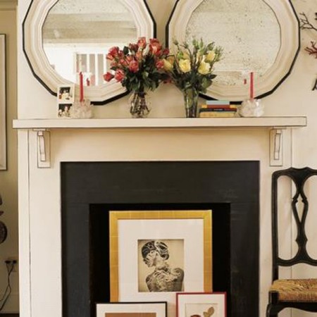 Artwork display in fireplace