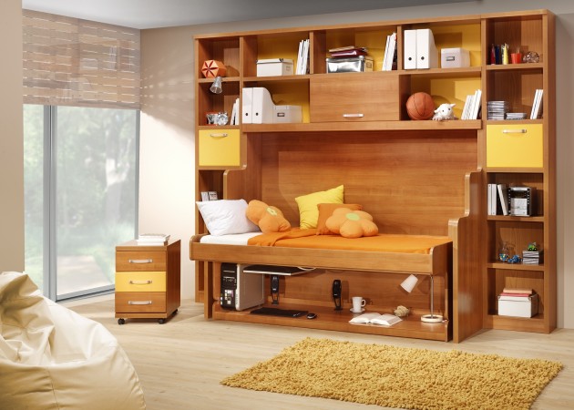 Bunk bed integrated with storage