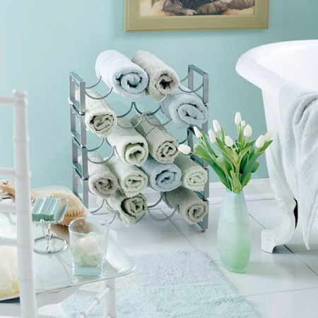 Neatly roll up towels for storage