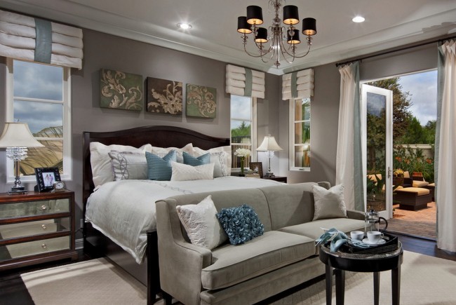 Pillows add a touch of luxury to this bedroom