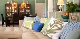 Pillows add style and comfort to a sofa
