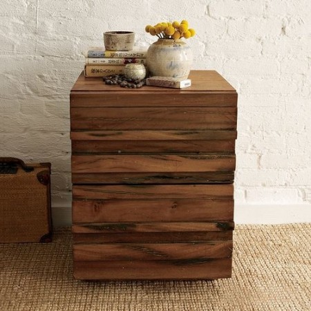 A side table made from recycled wood 