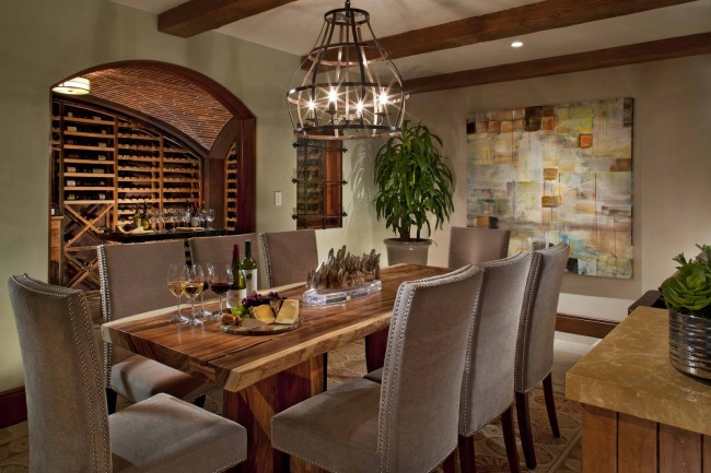 Dining room with wine storage