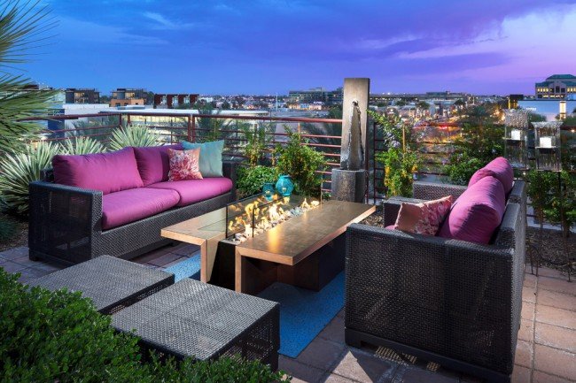 A stunning rooftop living area