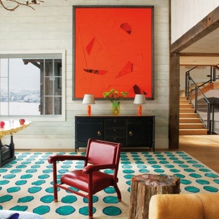 This polka dot rug adds a splash of color and pattern