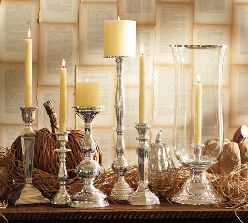 Grouping candles of different sizes together makes an interesting display