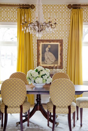 Polka dot charms on these dining room chairs