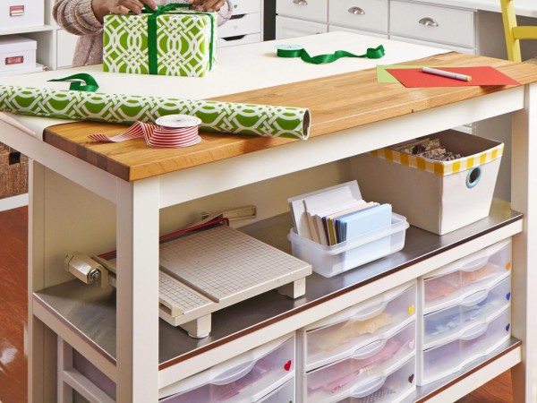 A kitchen island makes a great crafting center