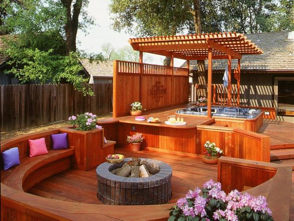 Making the Most of Your Backyard Deck with a hot tub and fire pit.