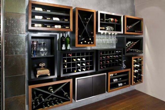 An assortment of wine storage for the kitchen