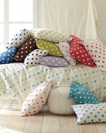 Polka dot pillows add whimsy