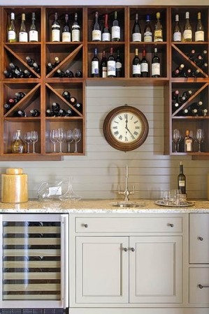 A wine bar with wine storage tips and design inspiration for a wine room.