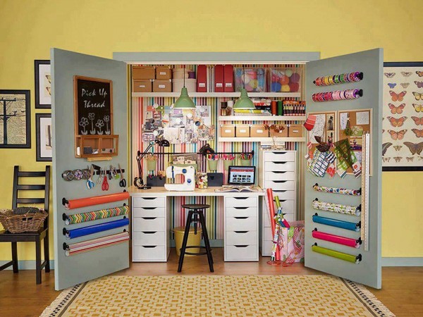 A closet turned craft center
