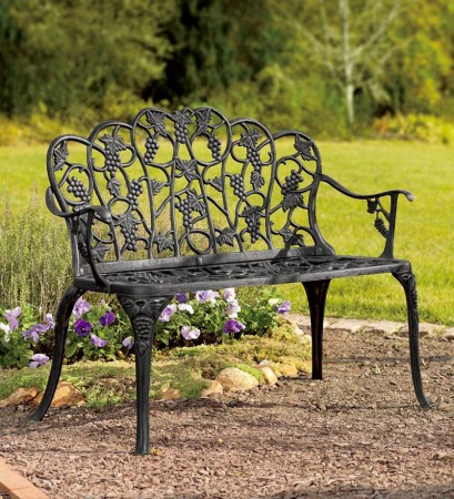 A beautiful traditional wrought iron bench 
