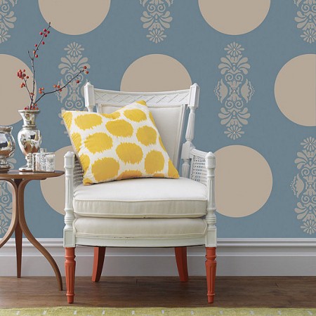 Interspersed with other designs, the polka dot takes on a sophisticated air