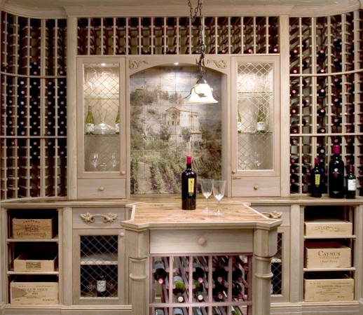 A wine cellar with a lot of wine bottles designed for storage and providing inspiration.