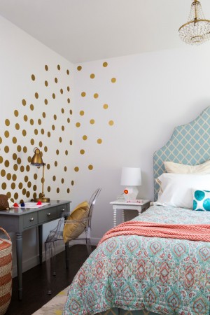 A spray of polka dots enhances this bedroom