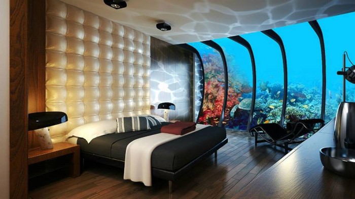 A stunning underwater bedroom design.
