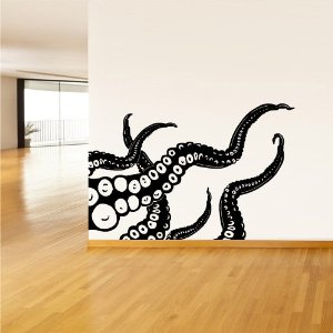 Transform an empty room into a deep ocean sanctuary with an octopus wall sticker.