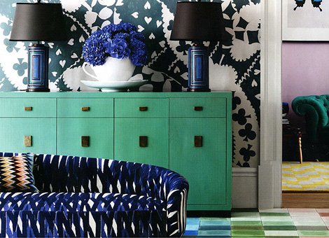 Shades of green pair well with indigo blue
