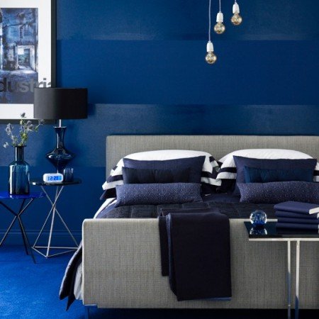 Add sheen to monochromatic blue with gloss paint
