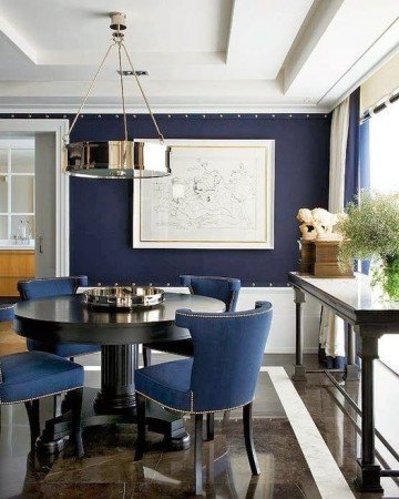 Denim covered dining chairs