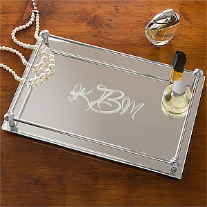 Personalized Monograms on Mirrored Tray
