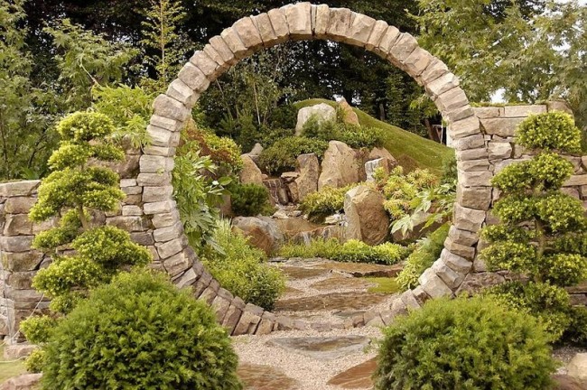 A stone garden surround